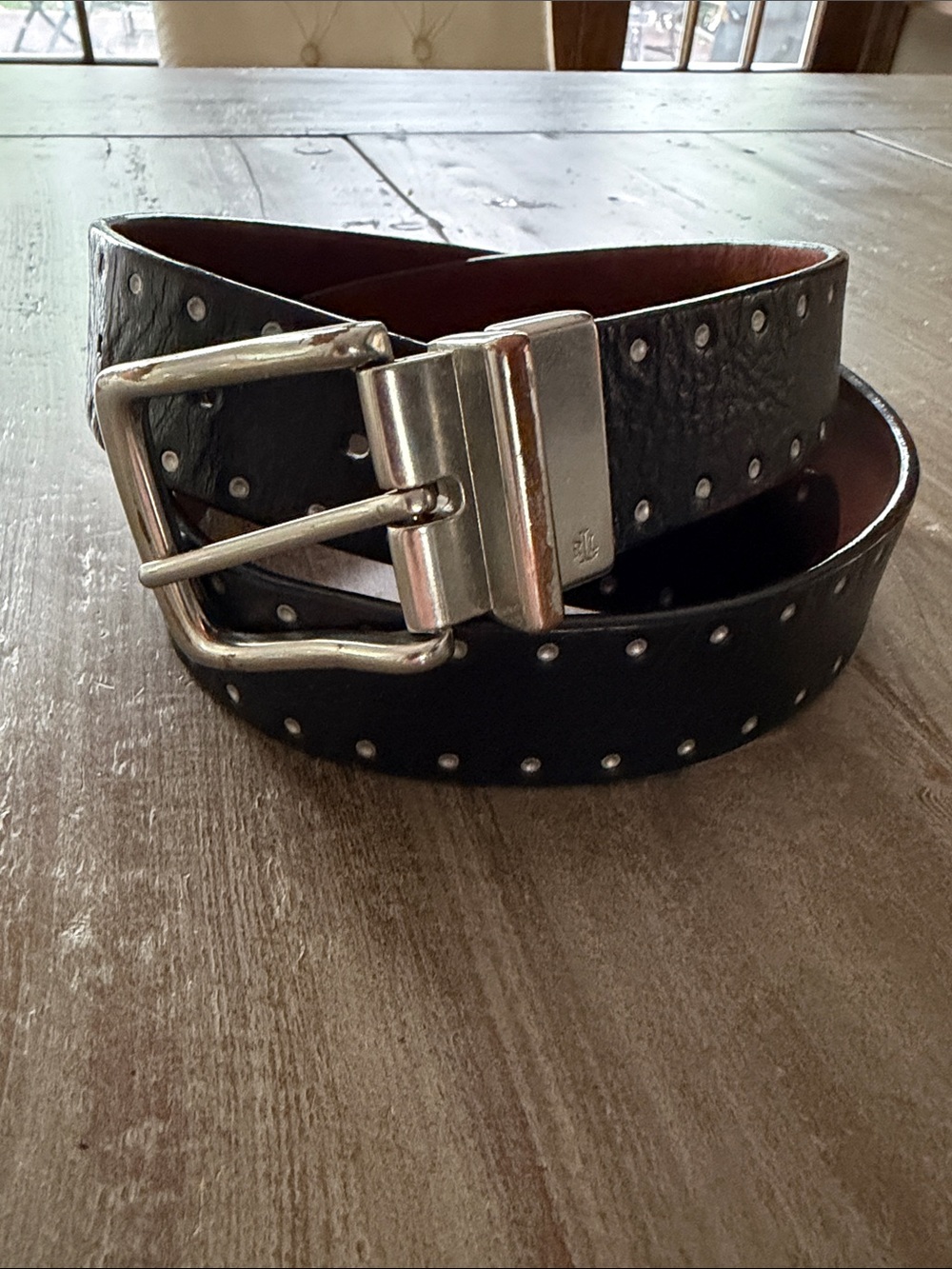 Ralph Lauren Lauren reversible, leather black studded/Brown women’s vintage belt